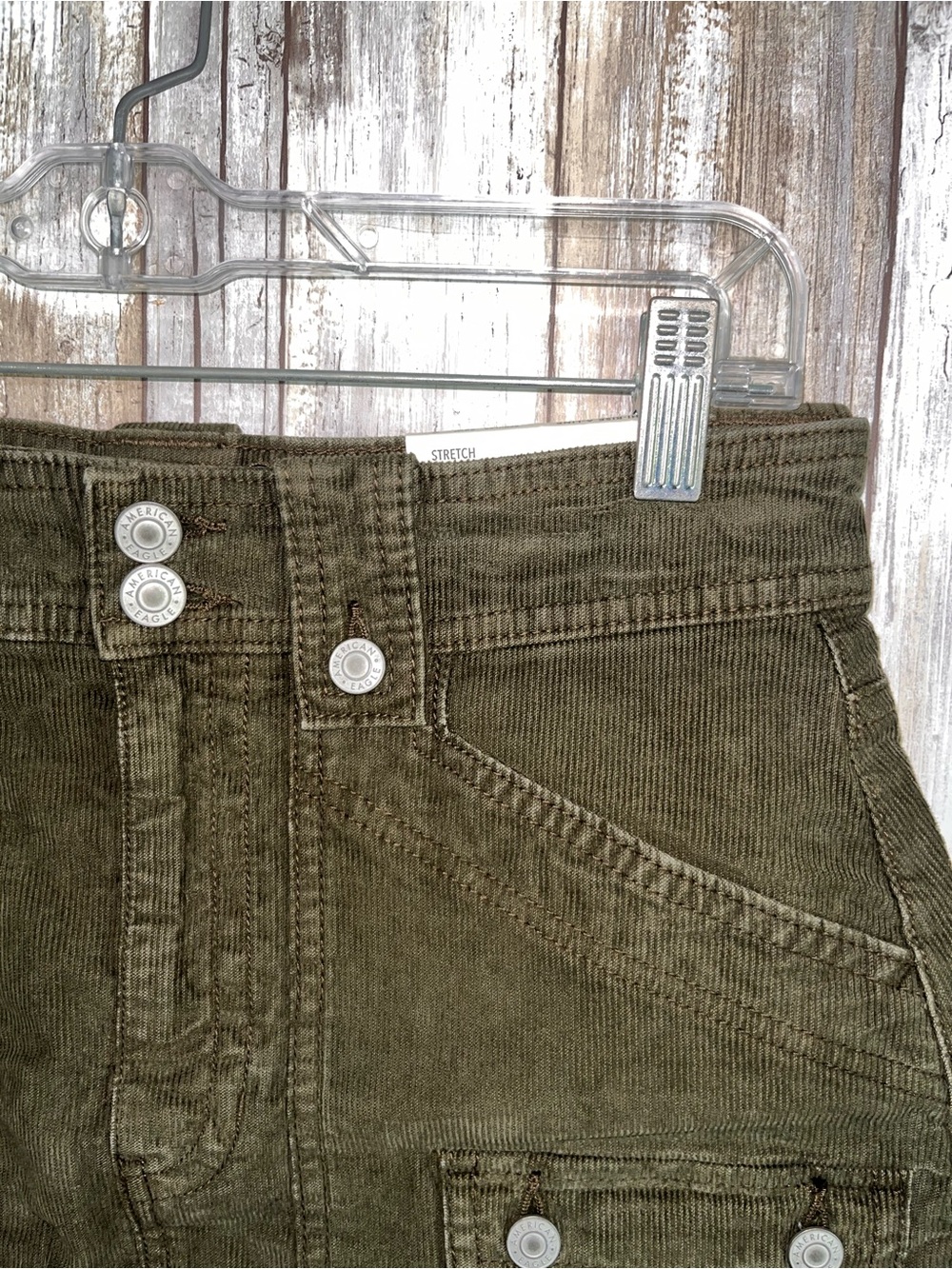 NWT American Eagle Corduroy Utility Mini Skirt Olive Green NWT Size 6 - Picture 4 of 6